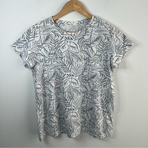Marine Layer Womens Medium T-Shirt Floral Palm Print Shorr Sleeve Tee